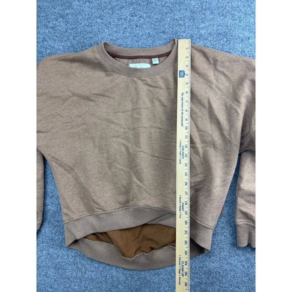 Wanakome Pullover Sweatshirt Women's Large Brown Fleece Cropped Long Sleeve Crew - Picture 3 of 7